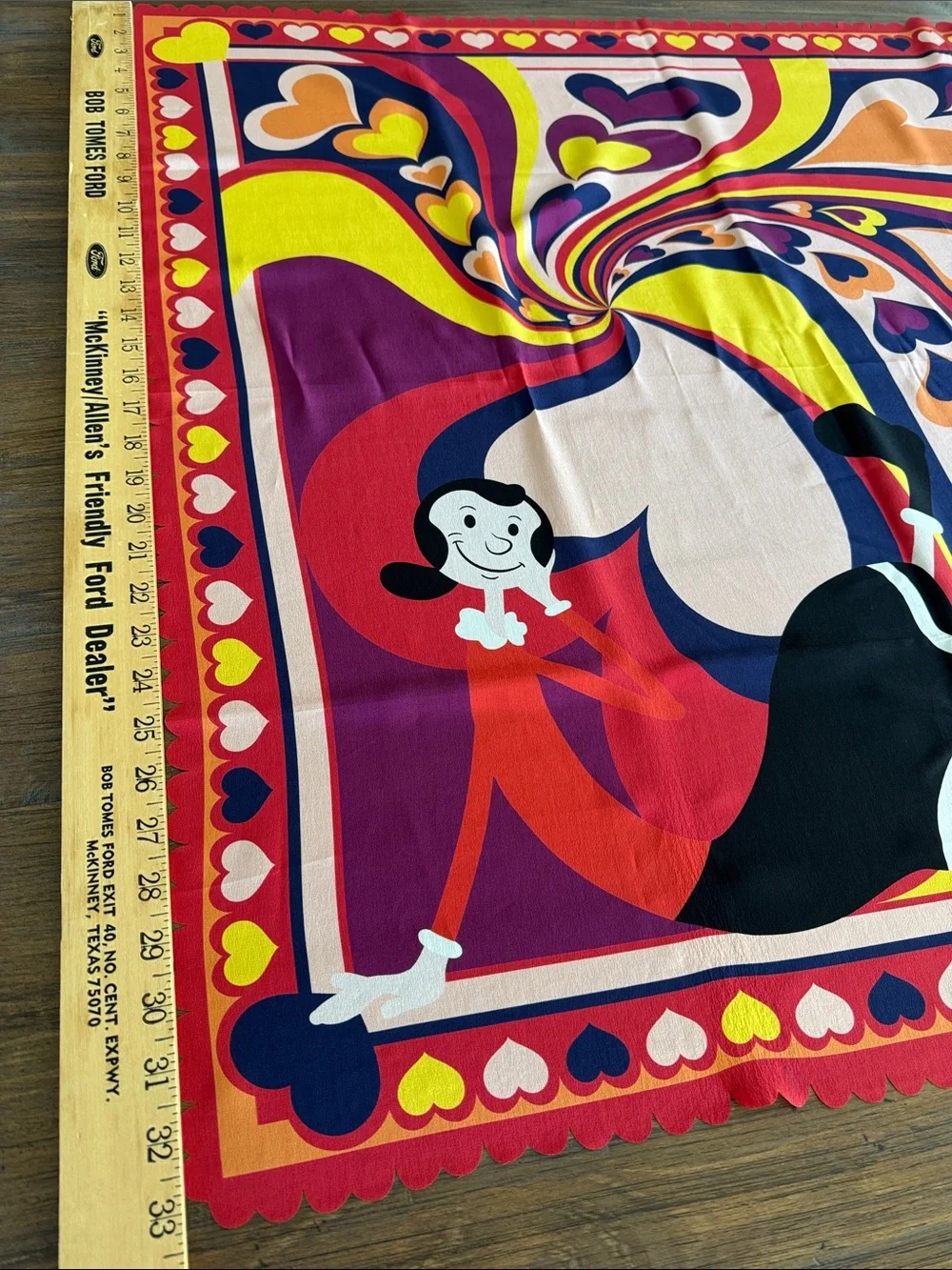 Boutique Moschino Olive Oyl Heart Silk Scarf Psychedelic NWT